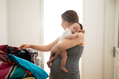 Mother and daughter at home