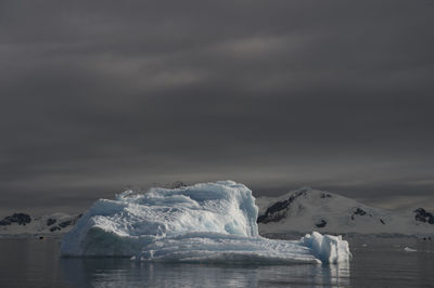 Scenic view of frozen lake against sky during winter