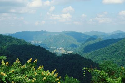 Scenic view of mountains against sky