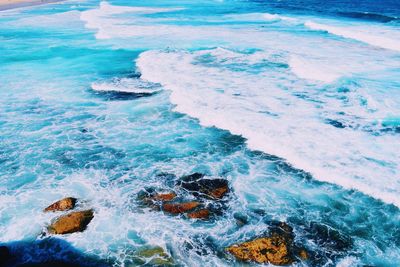 High angle view of sea waves