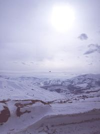 Scenic view of landscape against sky during winter