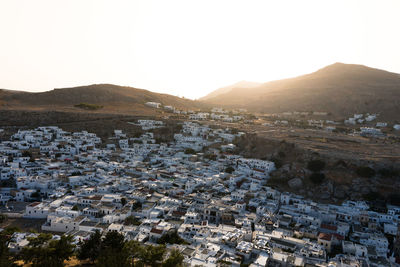 High angle view of townscape against sky