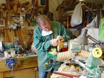 Man working on table