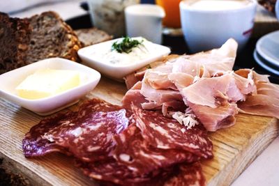 Close-up of food on cutting board