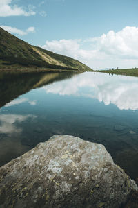 Scenic view of lake against sky