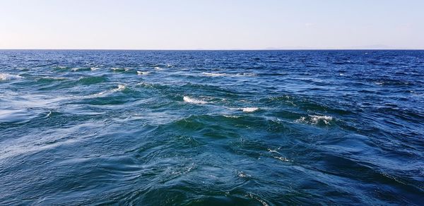 Scenic view of sea against clear sky