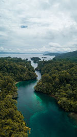 High angle view of sea against sky
