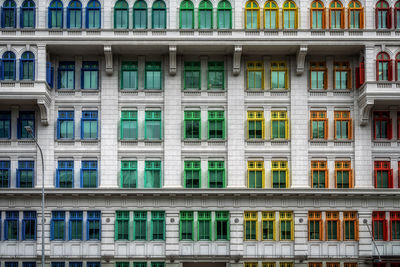 Old hill street police station colorful iconic windows. famous historical landmark in singapore