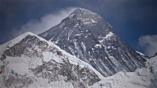 High section of snowed rocky mountains