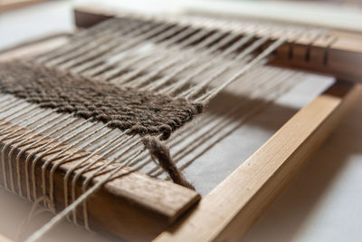 High angle view of pen on table