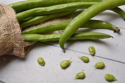 High angle view of vegetables on table