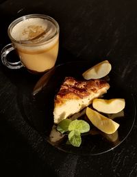 High angle view of breakfast on table