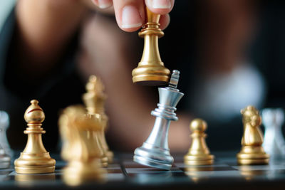 Close-up of chess pieces