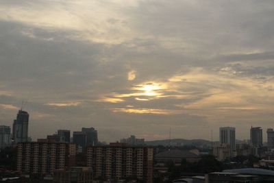 City lit up at dusk