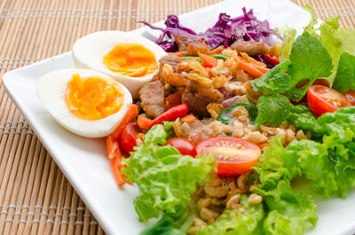 Close-up of food served in plate