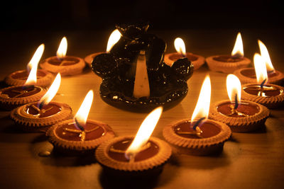 Close-up of illuminated candles