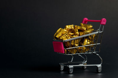 Close-up of food over black background