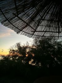 Low angle view of silhouette trees against sky at sunset