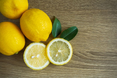 High angle view of fruits on table