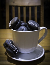 Close-up of coffee cup on table