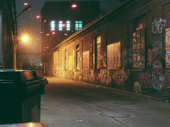 Illuminated street lights at night