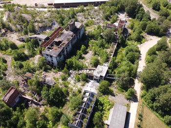 High angle view of buildings in town