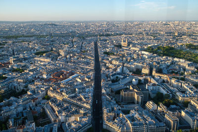 High angle view of buildings in city