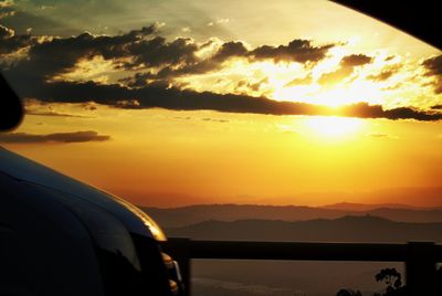 Cropped image of mountain at sunset