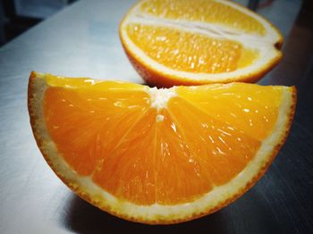 High angle view of orange on table