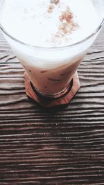 High angle view of coffee on table