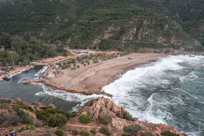 High angle view of beach