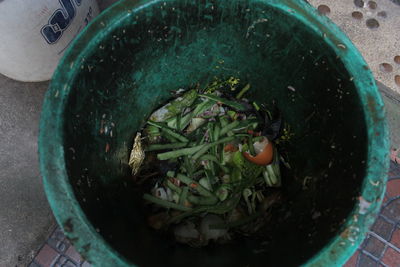 High angle view of soup in bowl