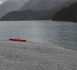 Scenic view of lake against mountain