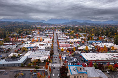 Grants pass, oregon. city in southern oregon. drone photo in autumn season.