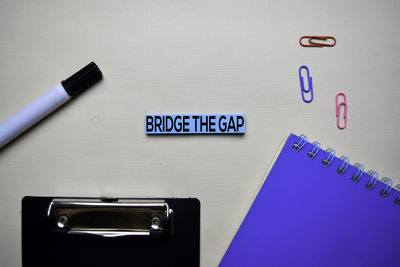 High angle view of pen on table