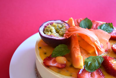 Close-up of salad served in plate