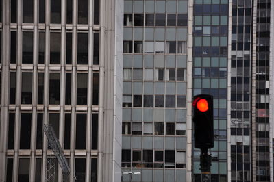 Reflection of building with red light