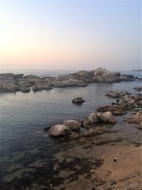 Scenic view of sea against clear sky