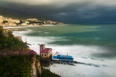 High angle view of sea against sky