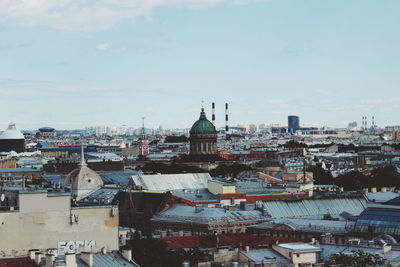 High angle view of buildings in city