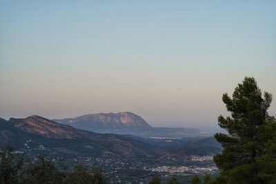 Scenic view of mountains against clear sky