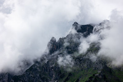 Scenic view of snow covered mountains against sky