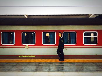 Train at railroad station platform