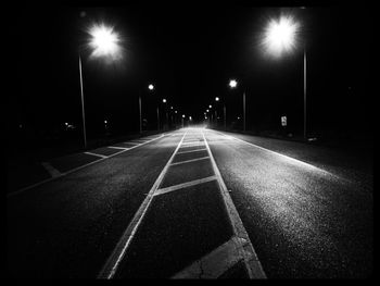 Surface level of empty road at night