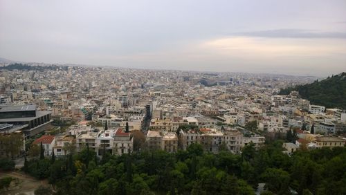 High angle view of townscape against sky