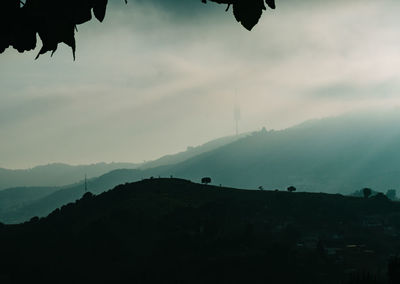 Scenic view of silhouette mountains against sky during sunset