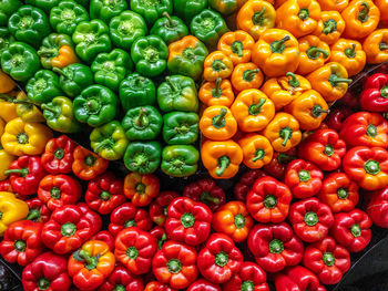 Full frame shot of bell peppers at market