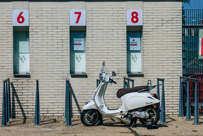 Bicycles parked on road