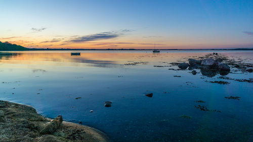 Scenic view of sea against sky at sunset