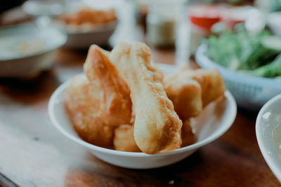 Close-up of served food in plate
